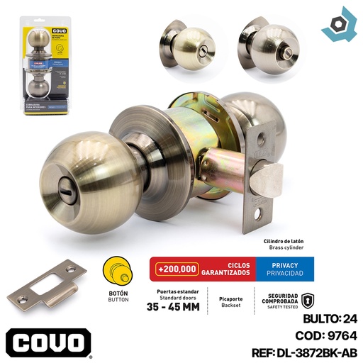 [9764] CERRADURA PARA BANO DE POMO SATINADA COVO