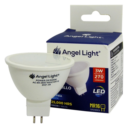 [9834] BOMBILLO LED DICROICO 3W ROSCA MR16 ANGEL LIGHT