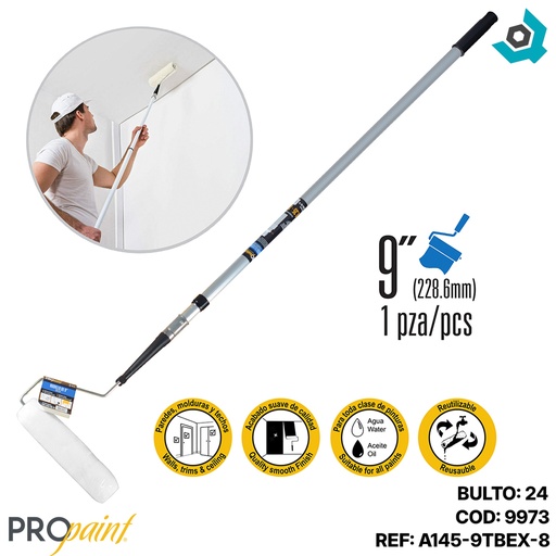 [9973] RODILLO 9" CON VARILLA EXTENSIBLE PRO PAINT