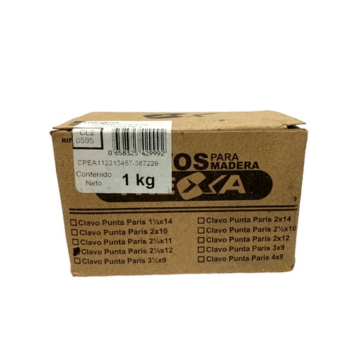 [11054] CLAVO DE ACERO PUNTA PARIS 2 1/2" X 12 TREXA