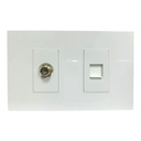 TOMA PARA CABLE COAXIAL Y RED RJ45 DE PARED BLANCO TROEN