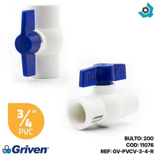 [11076] VALVULA 3/4" DE PVC CON ROSCA GRIVEN