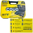 JUEGO DE DADOS CON RACHET 32 PIEZAS 1/2" COVO