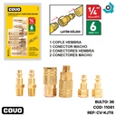 JUEGO DE COPLE Y CONECTORES RAPIDOS 1/4" DE 6 PIEZAS COVO