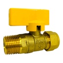 VALVULA 16 X 16MM BOLA MACHO DE BRONCE PARA GAS GRIVEN