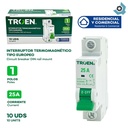 BREAKER TERMOMAGNETICO 25A 1P TIPO EUROPEO TROEN