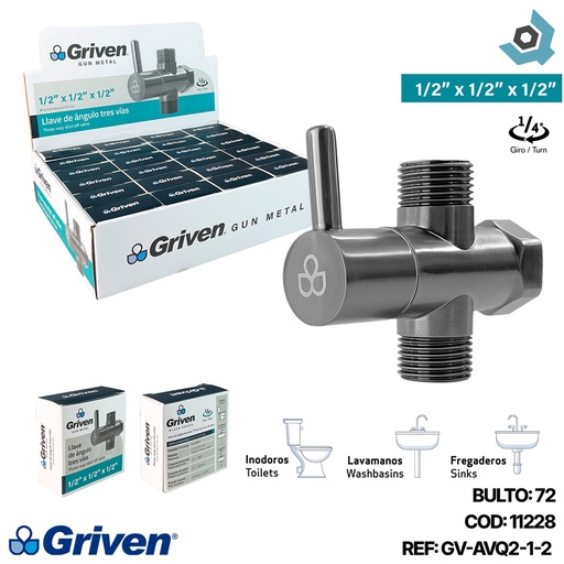 [11228] LLAVE DE ARRESTO 1/2" GRIS METALICO GRIVEN GUN METAL