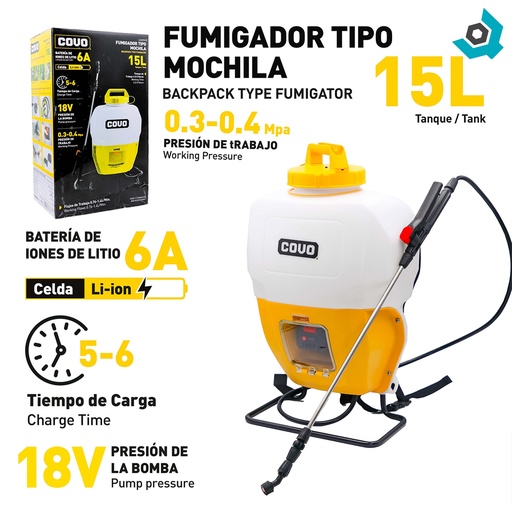 [11265] TANQUE FUMIGADOR TIPO MOCHILLA 15 LITROS 6A COVO