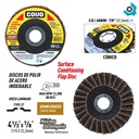 DISCODE ABRASIVO 4 1/2" GRANO GRUESO PARA PULIR DE ACERO INOXIDABLE COVO