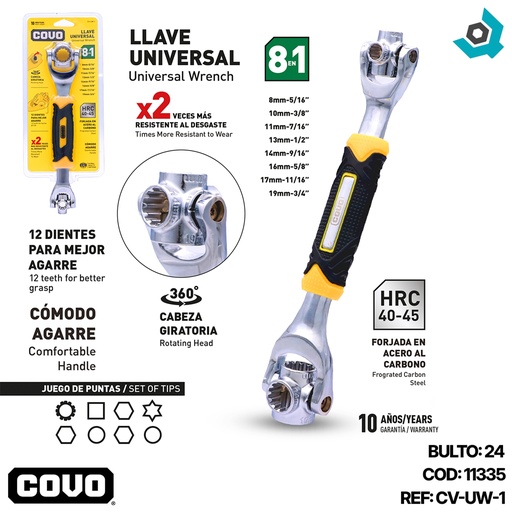[11335] LLAVE UNIVERSAL 8 EN 1 COVO