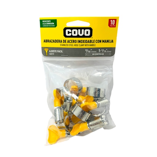 [11371] ABRAZADERA CON MANIJA 9/16" A 1-1/16" 10 PZAS COVO