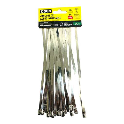 [11387] TIRRAJES DE ACERO INOXIDABLE 4.6 X 200MM COVO 25 PIEZAS COVO