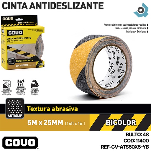 [11400] CINTA ANTIDESLIZANTE 5M X 50MM BICOLOR COVO