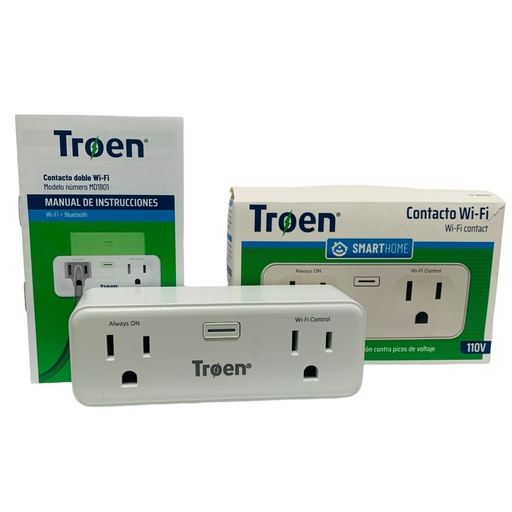 [11406] TOMACORRIENTE INTELIGENTE 2 SALIDA 110V TROEN SMART