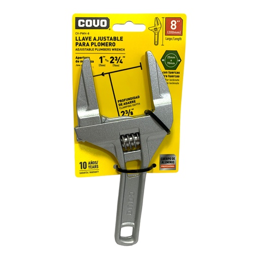 [11460] LLAVE AJUSTABLE 8" PARA PLOMERO PROFESIONAL COVO