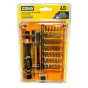 JUEGO DE DESTORNILLADOR TIPO RACHET 45 PIEZAS PROFESIONAL COVO