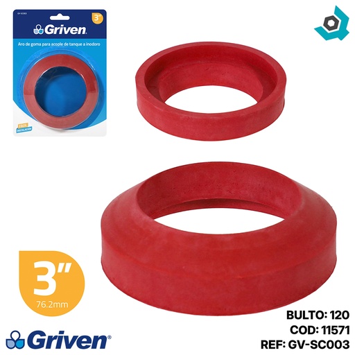 [11571] ARO DE GOMA 3" PARA ACOPLE SIN TORNILLOS GRIVEN