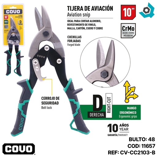 [11657] TIJERA DE AVIACION 10" CORTE DERECHO COVO