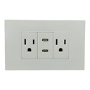 TOMACORRIENTE DOBLE CON 2 TIPO C BLANCO TROEN