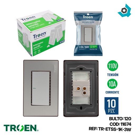 [11674] APAGADOR INDIVIDUAL 3 WAY ACERO INOXIDABLE TROEN