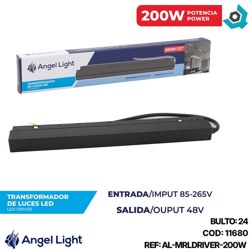 [11680] TRANSFORMADOR PARA RIEL MAGNETICO 200W ANGEL LIGHT