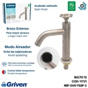 GRIFERIA PARA LAVAMANOS SATINADO ACERO INOXIDABLE GRIVEN