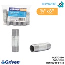 NIPLE 3/4" X 3" DE LARGO DE ACERO GALVANIZADO GRIVEN