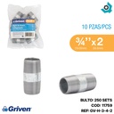 NIPLE 3/4" X 2" DE LARGO DE ACERO GALVANIZADO GRIVEN