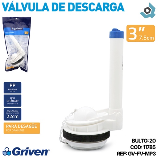 [11785] VALVULA DE DESCARGA 3" PARA DESAGUE GRIVEN