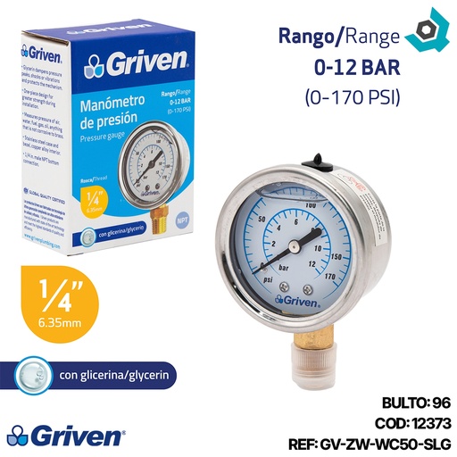 [12373] MANOMETRO DE PRESION 1/4" GRIVEN