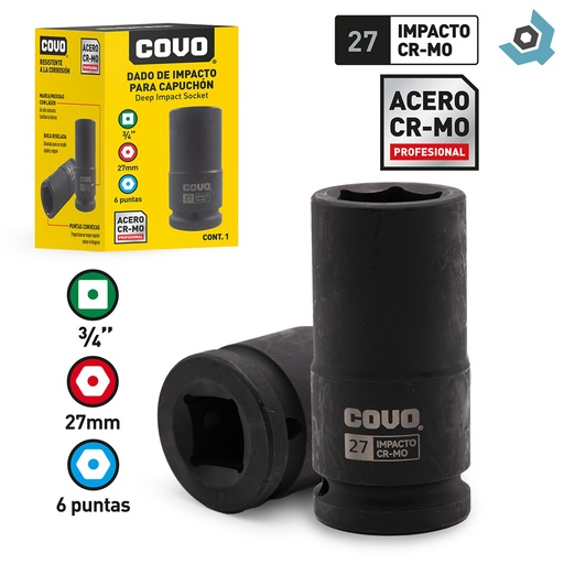 [12299] DADO DE IMPACTO 27MM X 3/4” COVO