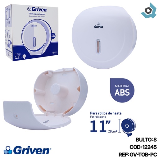 [12245] DISPENSADOR DE PAPEL ABS REDONDO BLANCO GRIVEN