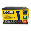 TORNILLOS PARA CONCRETO 3/16" X 1-3/4" 100 PZAS COVO
