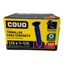 TORNILLOS PARA CONCRETO 1/4” X 1-1/4” 100 PZAS COVO