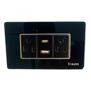 TOMACORRIENTE CON 1 USB Y 1 TIPO C DE ACRILICO NEGRO TROEN