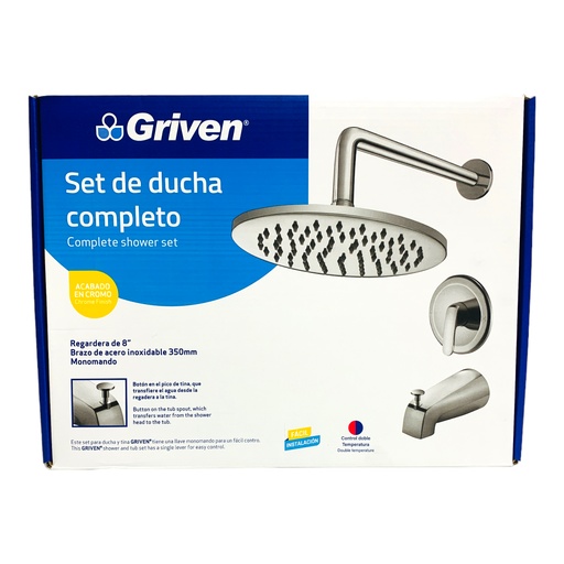 [12544] SET DE DUCHA COMPLETO CROMADO GRIVEN