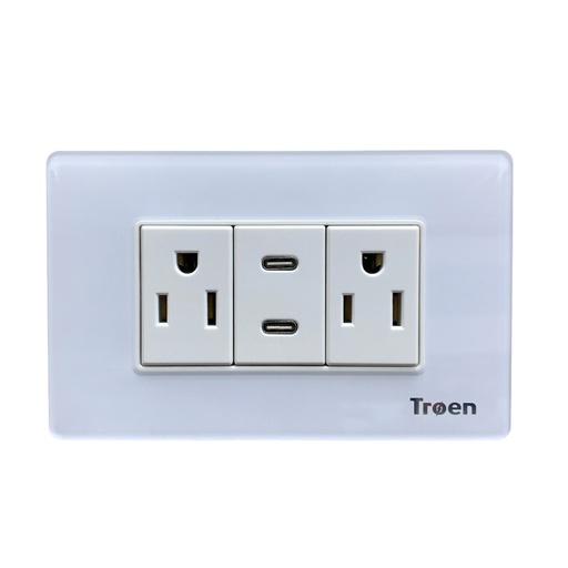[12577] TOMACORRIENTE CON 2 USB TIPO C DE ACRILICO BLANCO TROEN