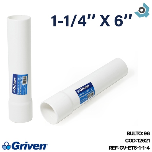[12621] TUBO DE EXTENSION PVC 1 1/4" X 6" GRIVEN