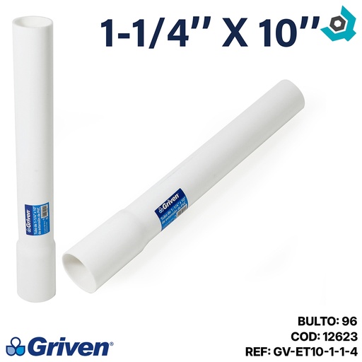 [12623] TUBO DE EXTENSION PVC 1 1/4" X 10" GRIVEN