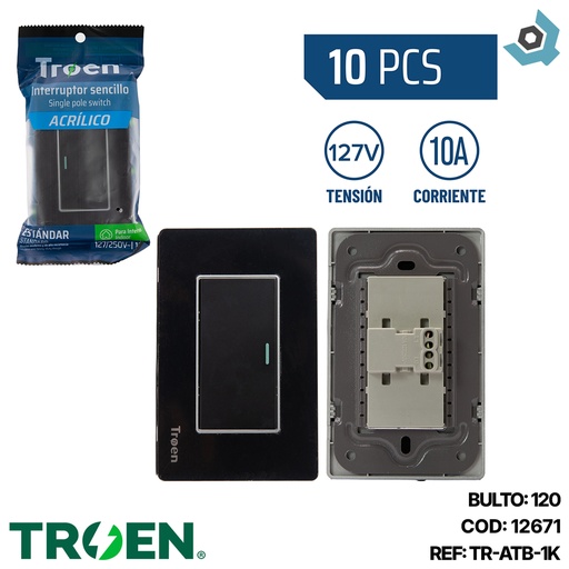 [12671] APAGADOR INDIVIDUAL DE ACRILICO NEGRO TROEN