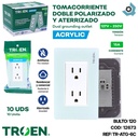 TOMACORRIENTE DOBLE DE ACRILICO VERDE AGUA TROEN