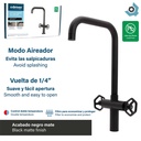 GRIFERIA PARA FREGADERO CUELLO ALTO NEGRO MATE GRIVEN ACERO INOXIDABLE