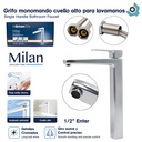 GRIFERIA CUELLO ALTO PARA LAVAMANOS SATINADO GRIVEN ELITE EDICION MILAN COLLECTION