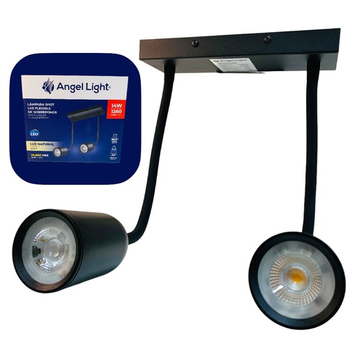 [12718] LAMPARA SPOT LED FLEXIBLE 14W 4000K NEGRA ANGEL LIGHT