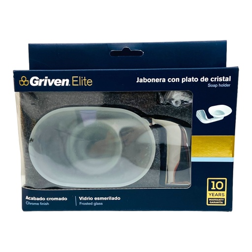 [12782] JABONERA CON PLATO DE CRISTAL CROMADO GRIVEN ELITE