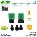 JUEGO DE CONEXION RAPIDA 3/4" GRIVEN