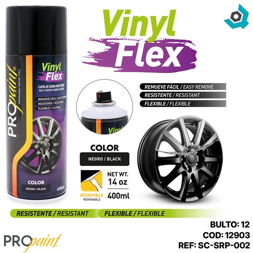 [12903] SPRAY VINYL FLEX NEGRO MATE 400ML PRO PAINT
