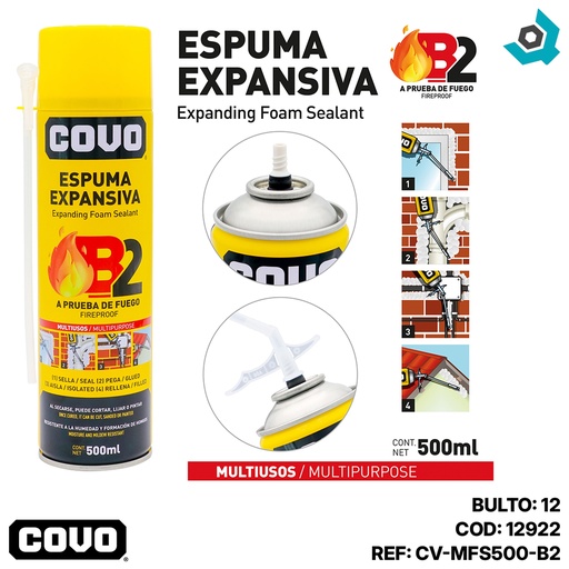 [12922] ESPUMA EXPANSIVA A PRUEBA DE FUEGO 500ML COVO
