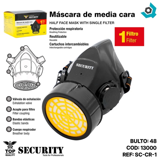 [13000] MASCARA RESPIRADOR DE MEDIA CARA SECURITY