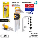 JUEGO DE LLAVES ALLEN MAXIMO TORQUE 10PZAS COVO